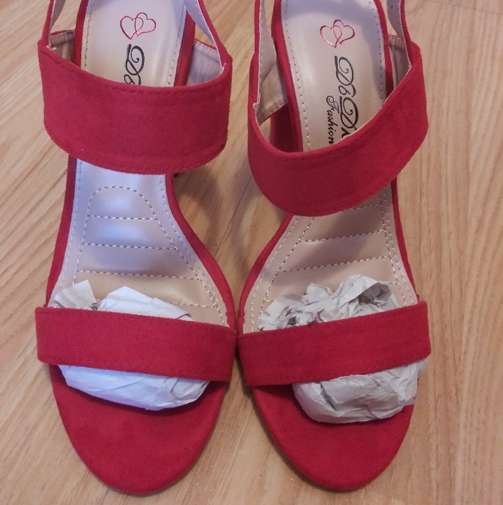 Red heel sandals